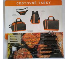 Sada cestovných tašiek+ZADARMO náradie na grilovanie (oranžovo-čierna)