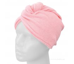 2 ks turban na vysoušení vlasů růžovo šeříkový