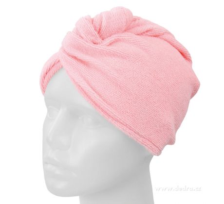 2 ks turban na vysoušení vlasů růžovo šeříkový