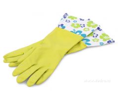 FLOWER dlouhé úklidové rukavice s vysokou ochrannou manžetou