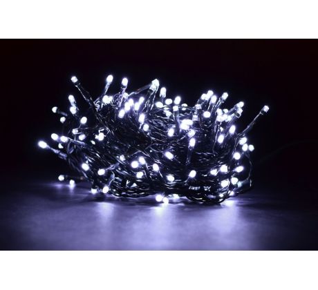 13 m LED světelný řetěz, 200 diod, 8 programů + memory funkce, studené bílé světlo