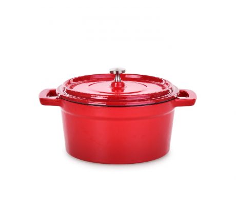 MASSIVE | litinový zapékací hrnec s poklicí | MIDI COCOTTE | 750 ml | červený