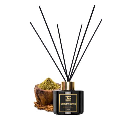 OBSIDIAN BLACK | difuzér s FLOW květinou & tyčinkami | PARFUMIA | 200 ml