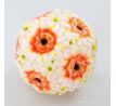 12 cm svíce květinová koule, oranžovo-bílé gerbery