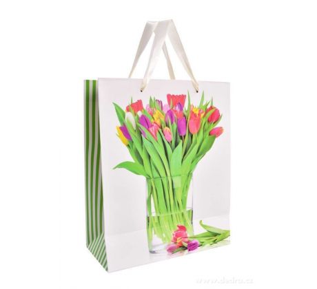 Dárková taška s tulipány, tulipány