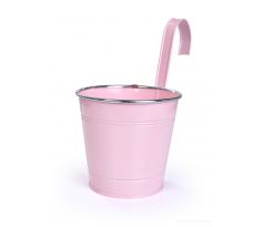 26,5 cm Dekorativní závěsný nebo stojící kovový květináč, pastelově růžový