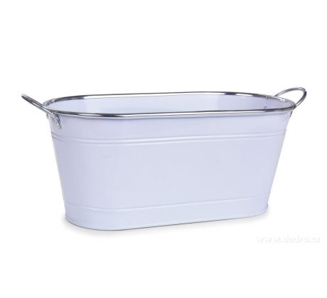 33 cm Dekorativní kovový truhlík, volně stojící, bílý
