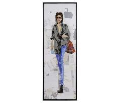 Obraz FASHION WOMAN, v šedé košili