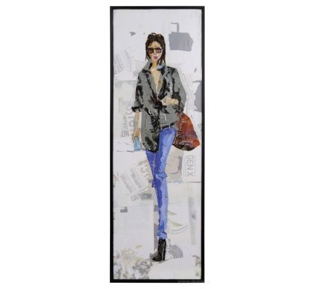 Obraz FASHION WOMAN, v šedé košili