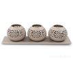 3 svícny na podnosu BALI CERAMICS