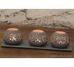 3 svícny na podnosu BALI CERAMICS,