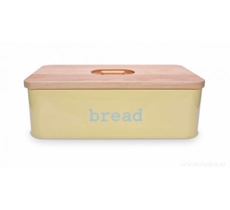 Chlebník BREAD vanilkový, kovový s krájecím víkem z masivního dřeva