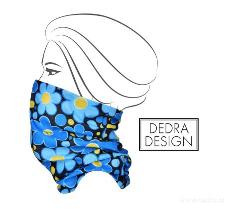 Multifunkční šátek modré DAISY FLOWERS