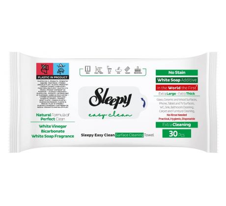 Vlhčené obrúsky Sleepy Easy Clean White Soap na rôzne povrchy 30 kusov