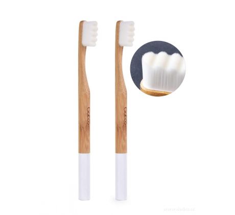 SADA 1+1 | GoEco® BAMBOO | Zubní kartáček 10 000 vláken | Ultra jemné a husté štětinky | bílý