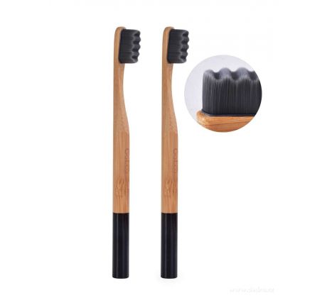 SADA 1+1 | GoEco® BAMBOO | Zubní kartáček 10 000 vláken | Ultra jemné a husté štětinky |  černý
