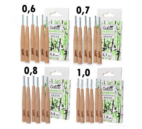 3+1 ZDARMA| GoEco® BAMBOO | Mezizubní kartáčky 0,6 + 0,7 + 0,8 + 1 mm | 24 ks | Z bambusu | Ekologická ústní hygiena