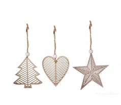 TŘI SYMBOLY VÁNOC | sada dřevěných ozdob | 3 ks