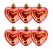 LESKLÁ SRDÍČKA S TŘPYTKAMI | sada vánočních ozdob | červená | 6 ks × 5 cm