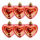 LESKLÁ SRDÍČKA S TŘPYTKAMI | sada vánočních ozdob | červená | 6 ks × 5 cm