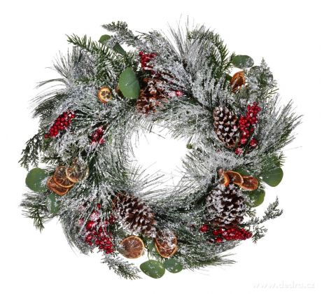 ZIMNÍ VĚNEC S ŠIŠKAMI A PLODY | dekorace na dveře i stůl | Ø 50 cm