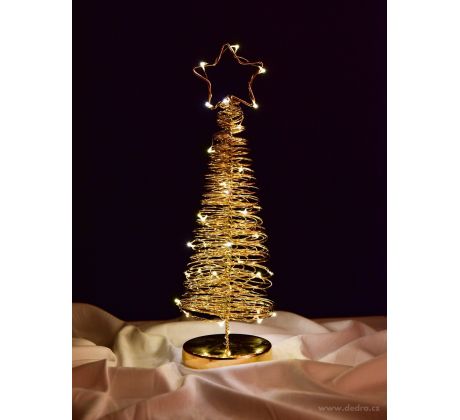 HVĚZDNÝ ZÁZRAK | zlatý drátkový svítící LED stromek | 36 cm