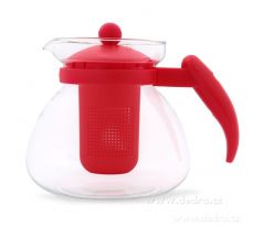 SKLENĚNÁ KONVICE, červená,1500 ml