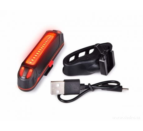 BIKE | Nabíjecí LED zadní světlo na kolo | USB | 6 režimů blikání | silný červený COB pásek