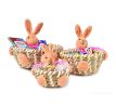 3 ks ošatka z přírodní slámy s veselými zajíci