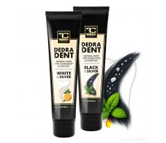 SADA 1+1 | remineralizační & antibakteriální zubní pasty WHITE & SILVER + BLACK & SILVER | DEDRA DENT | 100 g × 2