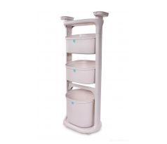 PRAKTIK | 4patrový pojízdný regál s vyjímatelným 15L kbelíkem a úložnými policemi