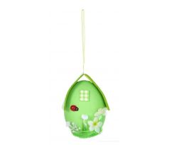 Zelené vajíčko - domeček, velikonoční závěsná dekorace, s propracovanými detaily