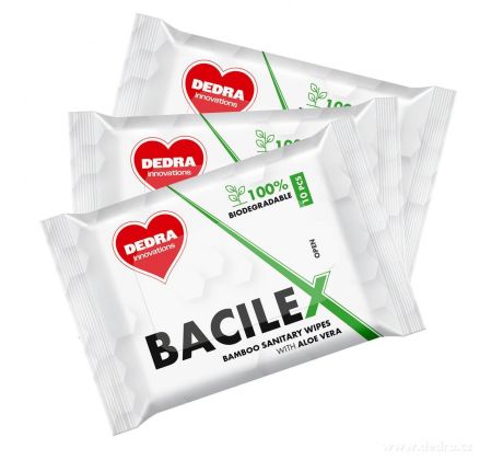 Rodinné balení 3×10 ks | Hygienické vlhčené ubrousky z bambusu s Aloe Vera | BACILEX®