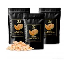 Rodinné balení 3×50 g | ŠŤAVNATÝ MELOUN CANTALOUPE | lyofilizované plátky, ovoce sušené mrazem