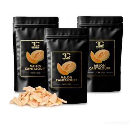 Rodinné balení 3×50 g | ŠŤAVNATÝ MELOUN CANTALOUPE | lyofilizované plátky, ovoce sušené mrazem