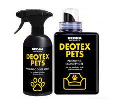 DEOTEX PETS | Praktický set pro domov plný mazlíčků | pohlcovač pachů & speciální tekutý prací prostředek s probiotiky | 500 ml + 525 ml
