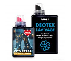 Sada | COMPRESS & DEOTEX® L’AVIVAGE | Prací gel na kompresní punčochy, bandáže & ortézy + probiotický kondicionér | 500 ml + 1000 ml