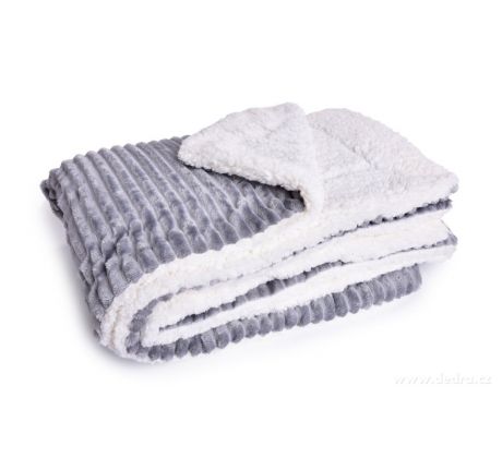 RELIEF LAGOON | luxusní dvouvrstvá přikrývka 150 × 200 cm | LAGOON VELVET & hebká beránčí imitace | šedá
