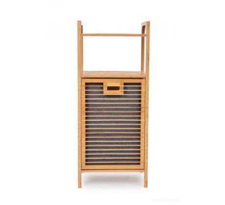 GoEco® | Bambusový regál s výklopným košem na prádlo a poličkou | 95 cm