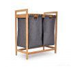 GoEco® | Bambusový regál se 2 výsuvnými koši na prádlo | třídění bílého & barevného | 64 × 73 cm