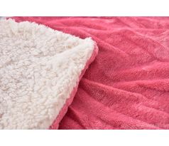 LAGOON DREAM | dvouvrstvá luxusní přikrývka 150 × 200 cm | LAGOON VELVET & hebká imitace beránka | růžová