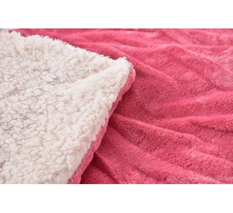 LAGOON DREAM | dvouvrstvá luxusní přikrývka 150 × 200 cm | LAGOON VELVET & hebká imitace beránka | růžová
