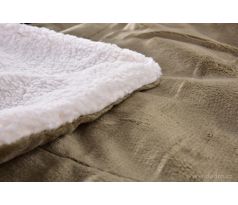 LAGOON DREAM | dvouvrstvá luxusní přikrývka 150 × 200 cm | LAGOON VELVET & hebká imitace beránka | khaki