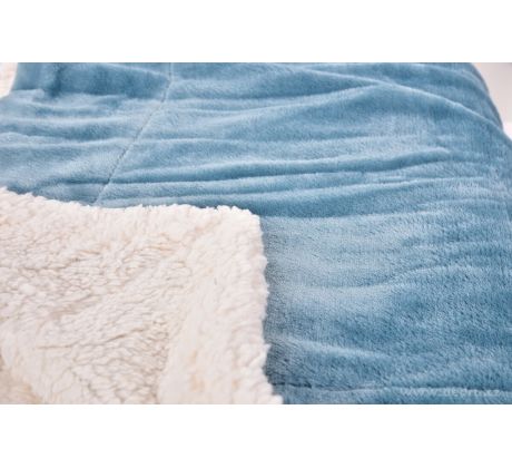 LAGOON DREAM | dvouvrstvá luxusní přikrývka 150 × 200 cm | LAGOON VELVET & hebká imitace beránka | modrá