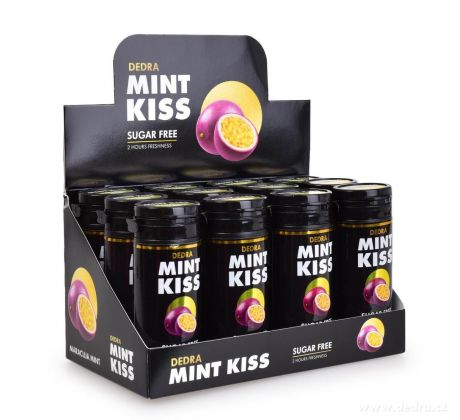 Sada 12 ks MINT KISS | marakujovo-mátové osvěžující pastilky bez cukru | maracuja mint | 28 g x 12