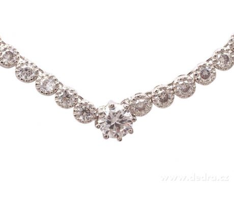 Náhrdelník se zirkony, rhodiováno