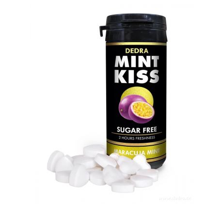 MINT KISS | marakujovo-mätové osviežujíce cukríky bez cukru | maracuja mint | 28 g , k.c. DS0429