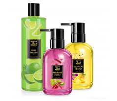 SADA FRUITY | tekuté mýdlo RHUBARB TWIST & TROPICAL DREAM & sprchový gel LIME SPLASH | 2+1