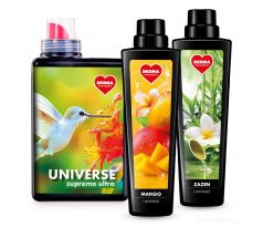Sada KOMPLEXNÍ PRANÍ | Univerzální prací gel na bílé & barevné prádlo UNIVERSE SUPREME ULTRA + L'AVIVAGE avivážní kondicionér MANGO & ZAZEN | 28 praní