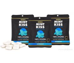 3×20 ks xylitolových žvýkaček s přírodní mátou bez cukru | MINT KISS peppermint | 60 kusů | 90 g
